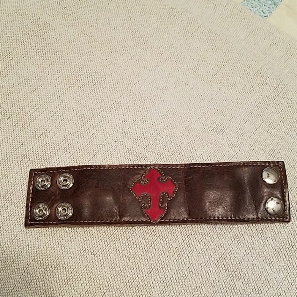 Leather cross bracelet